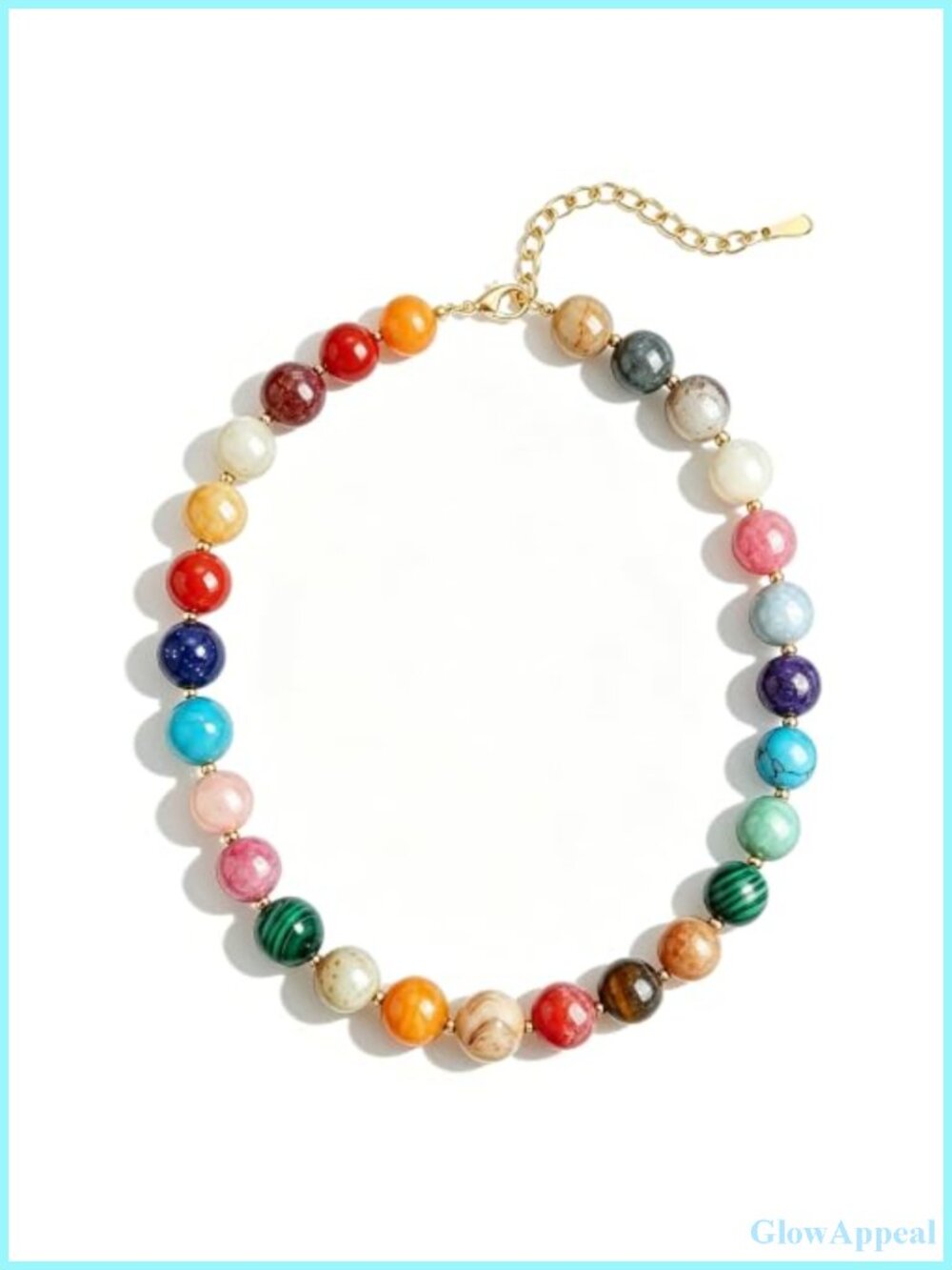 Natural Stone Beaded Gemstone Chunky Necklace for Women Waterproof